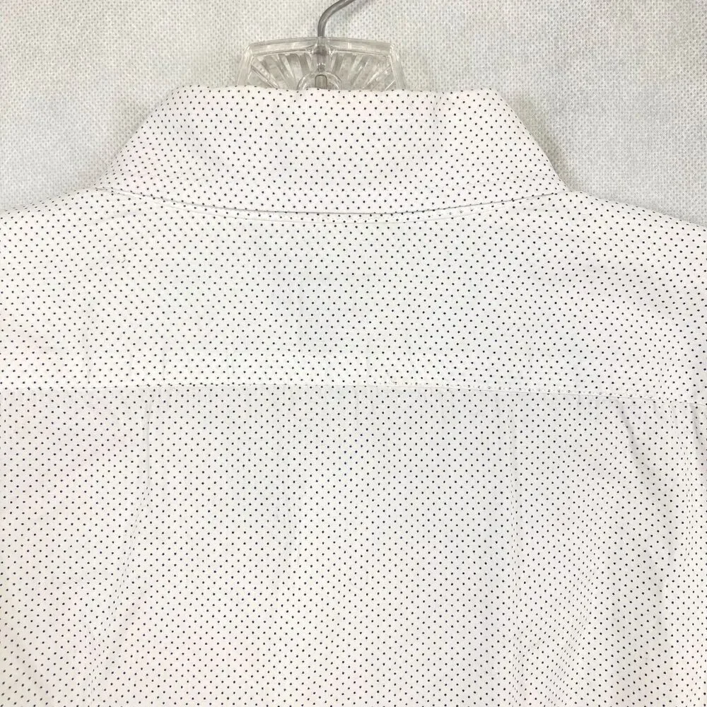 J. Crew Shirt Mens Sz L White Navy Blue Polka Dot Cotton Slim‎ Fit Button Up